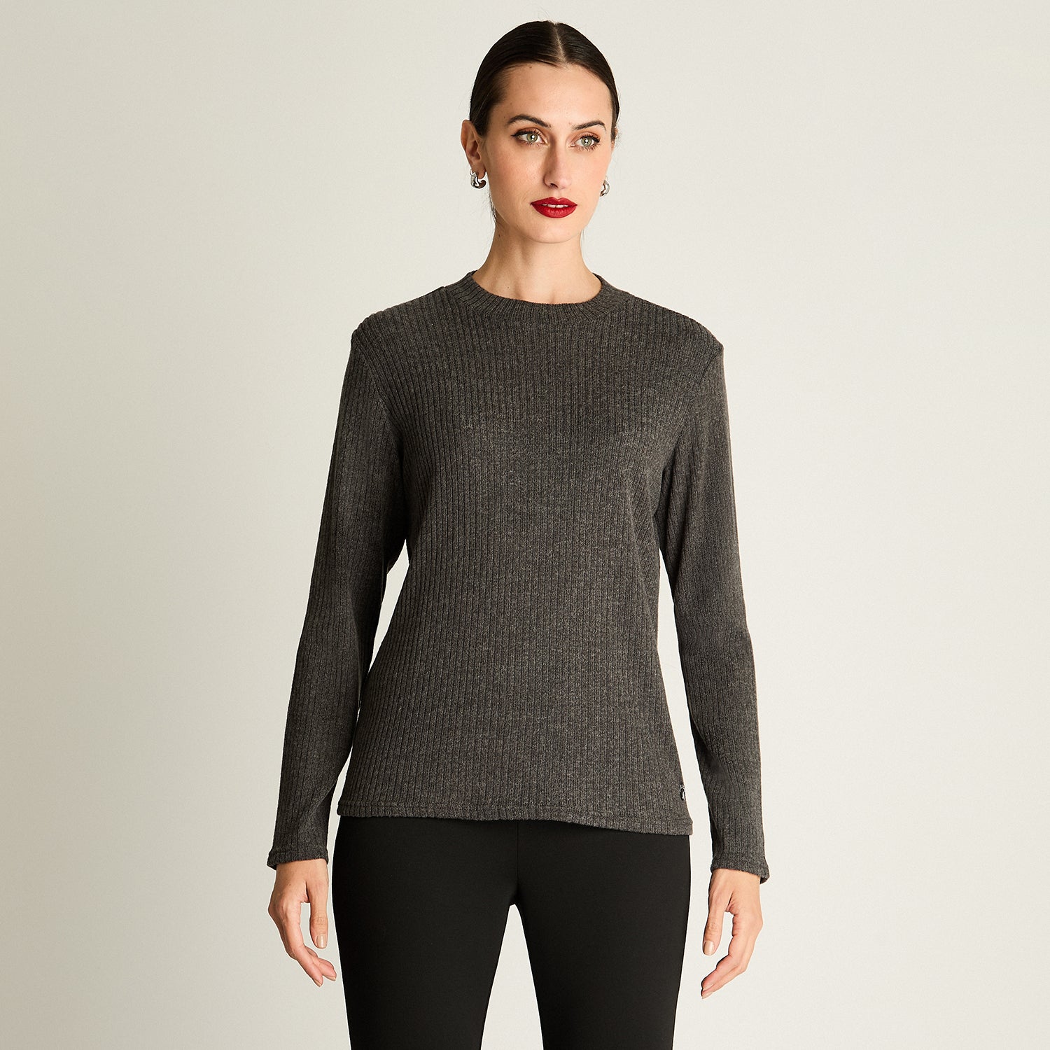 Polera Lisa Básica Gris Oscuro